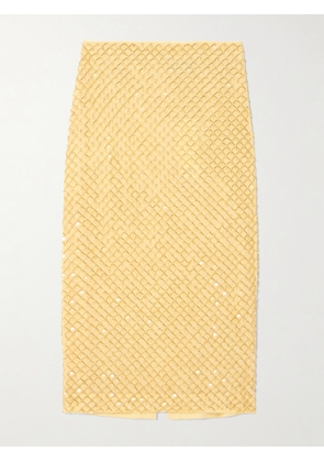 Veronica Beard - Allora Embellished Crepe De Chine Midi Skirt - Yellow - US0,US2,US4,US6,US8,US10,US12
