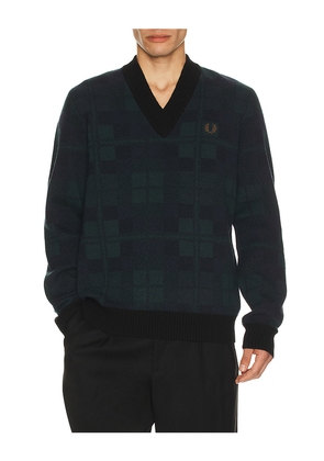 Fred Perry Black Watch Tartan Jumper in Navy. Size L. Also in S, M, XL/1X.