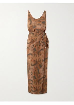 Cortana - Mala Printed Silk Maxi Wrap Dress - Brown - FR 34,FR 36,FR 38,FR 40,FR 42,FR 44