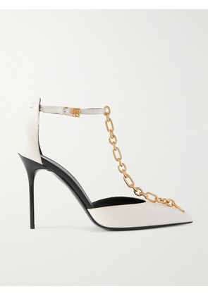 Balmain - Chain-embellished Leather Pumps - Ivory - IT37,IT37.5,IT38,IT38.5,IT39,IT40,IT41