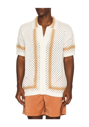 Frescobol Carioca Marques Crochet Cardigan Shirt in White. Size L. Also in S, XL/1X, XXL/2X.