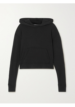 James Perse - Cropped Cotton-jersey Hoodie - Black - 01,2,3,4