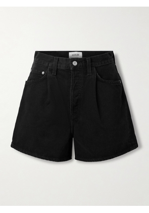 AGOLDE - Rhoda Pleated Organic Denim Shorts - Black - 23,24,25,26,27,28,29,30,31,32