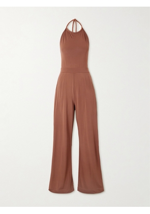 Max Mara - Parsec Stretch-jersey Halterneck Jumpsuit - Brown - x small,small,medium,large,x large