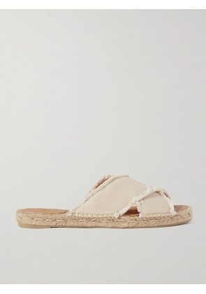 CASTAÑER - + Net Sustain Palmera Frayed Canvas Espadrille Slides - Cream - IT35,IT36,IT37,IT38,IT39,IT40,IT41