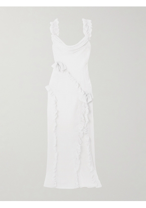 Alessandra Rich - Ruffled Polka-dot Silk-chiffon Gown - White - IT36,IT38,IT40,IT42,IT44,IT46