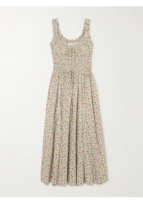 DÔEN - Emmaretta Shirred Floral-print Cotton-voile Midi Dress - Multi - xx small,x small,small,medium,large,x large,xx large