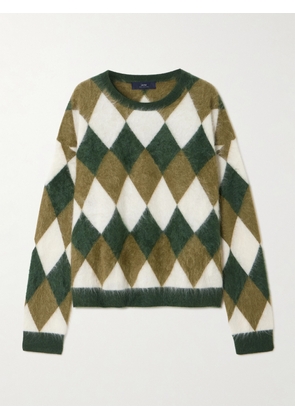 Arch4 - Leon Argyle Brushed Organic Cashmere Sweater - Green - x small,small,medium,large,x large