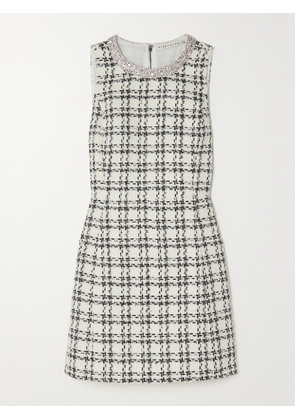 ALICE + OLIVIA - Clyde Crystal-embellished Checked Tweed Mini Dress - Off-white - US0,US2,US4,US6,US8,US10,US12