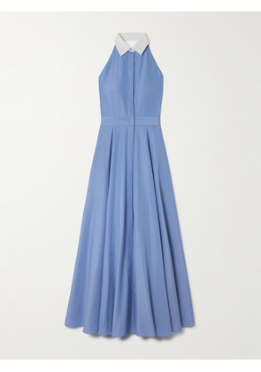 Ralph Lauren Collection - Eldred Open-back Pleated Cotton Maxi Dress - Blue - US0,US2,US4,US6,US8,US10,US12