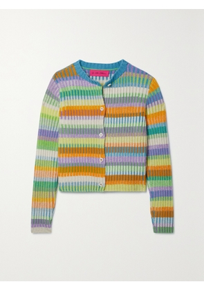 The Elder Statesman - Striped Ribbed Cashmere Cardigan - Orange - x small,small,medium,large