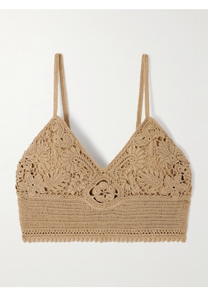 Ralph Lauren Collection - Cropped Crocheted Cotton Top - Brown - x small,small,medium,large,x large