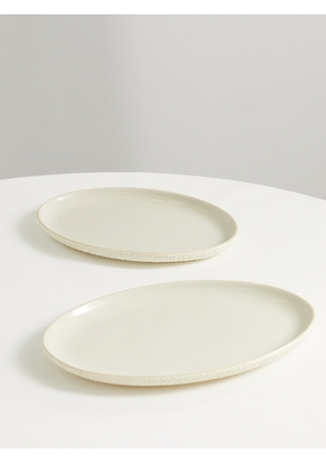 MARLOE MARLOE - + Net Sustain Set Of Two Glazed Ceramic Dinner Plates - Ecru - One size