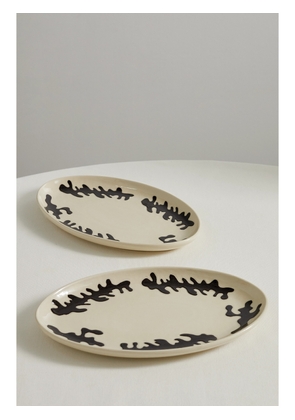 MARLOE MARLOE - + Net Sustain Set Of Two Glazed Ceramic Dinner Plates - Ecru - One size