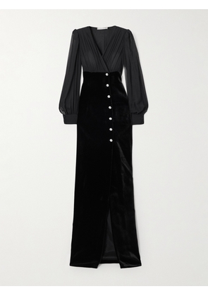 Alessandra Rich - Velvet And Silk-georgette Gown - Black - IT36,IT38,IT40,IT42,IT44,IT46