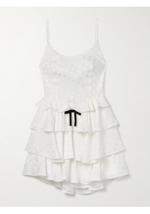 Alessandra Rich - Ruffled Silk-satin Jacquard Mini Dress - White - IT36,IT38,IT40,IT42,IT44