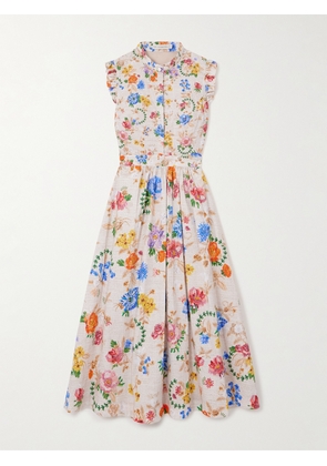 Mary Katrantzou - Sezanne Floral-print Cotton-poplin Midi Dress - Cream - UK 6,UK 8,UK 10,UK 12,UK 14