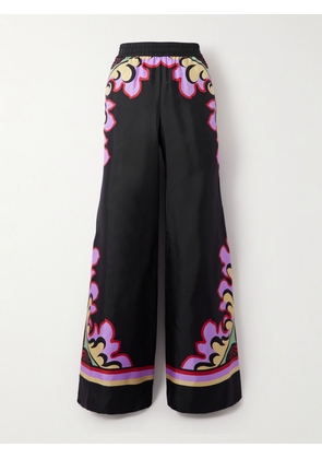 La DoubleJ - Icon Palazzo Printed Silk-twill Wide-leg Pants - Black - xx small,x small,small,medium,large,x large,xx large