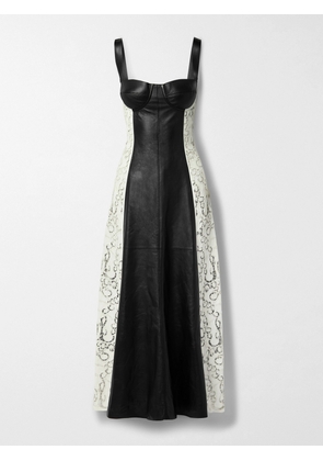 Gabriela Hearst - Abami Paneled Lace Motif Leather Maxi Dress - Black - x small,small,medium,large
