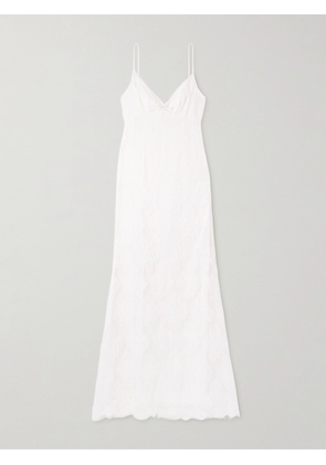 Self-Portrait - Bow-embellished Cotton-blend And Lace Maxi Dress - White - UK 4,UK 6,UK 8,UK 10,UK 12,UK 14