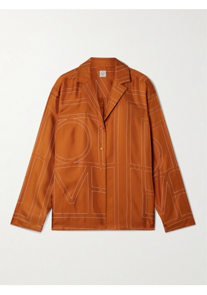 TOTEME - Embroidered Silk-twill Shirt - Orange - DK32,DK34,DK36,DK38,DK40,DK42