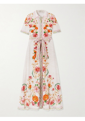 Mary Katrantzou - Como Belted Floral-print Cotton-poplin Midi Shirt Dress - Pink - UK 6,UK 8,UK 10,UK 12,UK 14,UK 16
