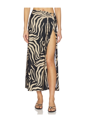 Johanna Ortiz Palms Nuevo Destino Midi Skirt in Brown. Size 0. Also in 2, 4, 6, 8.