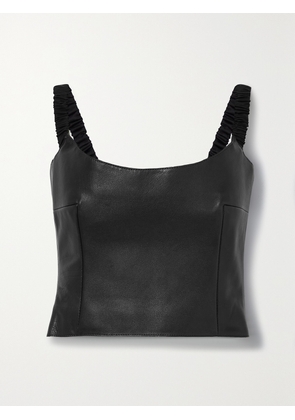 KHAITE - Audra Cropped Leather Tank Top - Black - US0,US2,US4,US6,US8,US10