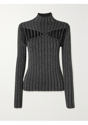 DION LEE - Cutout Ribbed-knit Sweater - Black - xx small,x small,small,medium,large,x large,xx large