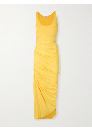 Alaïa - Gathered Stretch-jersey Midi Dress - Yellow - FR 34,FR 36,FR 38,FR 40,FR 42,FR 44
