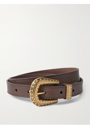 Valentino Garavani - Vlogo Textured-leather Belt - Brown - 65,70,75,80,85