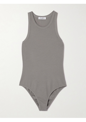 Alaïa - Ribbed-knit Bodysuit - Gray - FR 34,FR 36,FR 38,FR 40,FR 42,FR 44