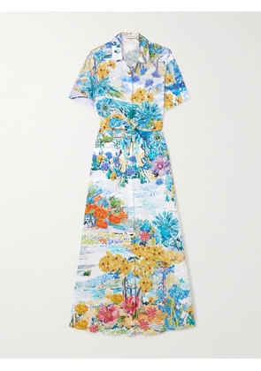 Mary Katrantzou - Como Belted Cotton-poplin Maxi Dress - Blue - UK 8,UK 10,UK 12,UK 14,UK 16,UK 18