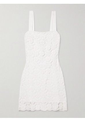 Miguelina - Kira Grosgrain-trimmed Guipure Lace Cotton Mini Dress - White - x small,small,medium,large