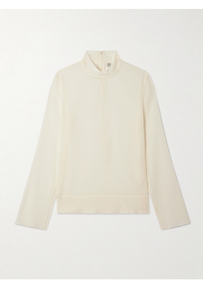TOTEME - Cotton And Silk-blend Crepon Turtleneck Blouse - Ecru - DK32,DK34,DK36,DK38,DK40,DK42