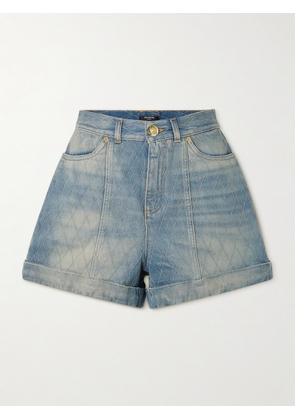 Balmain - Embroidered Denim Shorts - Blue - FR 34,FR 36,FR 38,FR 40,FR 42,FR 44