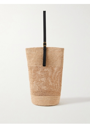 KHAITE - Billie Leather-trimmed Raffia Bucket Bag - Neutrals - One size