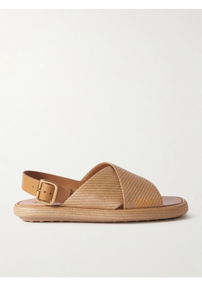 Tod's - Gomma Leather-trimmed Raffia Slingback Sandals - Neutrals - IT36,IT36.5,IT37,IT37.5,IT38,IT38.5,IT39,IT39.5,IT40,IT40.5,IT41,IT41.5