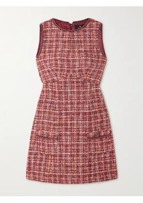 Etro - Checked Cotton-blend Bouclé-tweed Mini Dress - Red - IT38,IT40,IT42,IT44,IT46,IT48,IT50