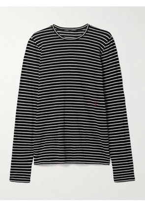 Proenza Schouler - Mia Striped Cotton And Linen-blend T-shirt - Black - x small,small,medium,large,x large