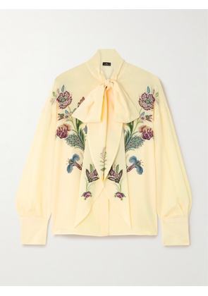 Etro - Pussy-bow Floral-print Silk-chiffon Blouse - Cream - IT38,IT40,IT42,IT44,IT46,IT48,IT50