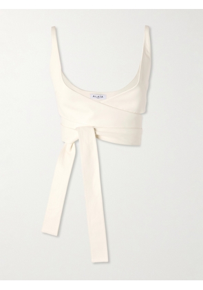 Alaïa - Cropped Knotted Leather Wrap Top - Off-white - FR 36,FR 38,FR 40