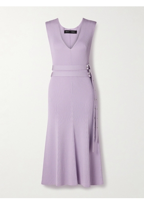 Proenza Schouler - Madeline Belted Ribbed-knit Midi Dress - Purple - x small,small,medium,large,x large