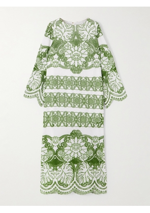 Borgo de Nor - Seraphina Scalloped Broderie Anglaise Cotton-poplin Midi Dress - Green - UK 6,UK 8,UK 10,UK 12,UK 14,UK 16,UK 18