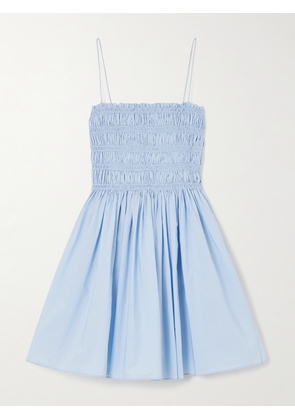 Matteau - Shirred Organic Cotton-poplin Mini Dress - Blue - 1,2,3,4,5