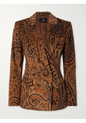 Etro - Double-breasted Paisley-print Cotton-blend Corduroy Blazer - Brown - IT38,IT40,IT42,IT44,IT46,IT48,IT50