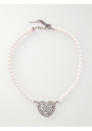 Alessandra Rich - Silver-tone Crystal And Faux Pearl Necklace - One size