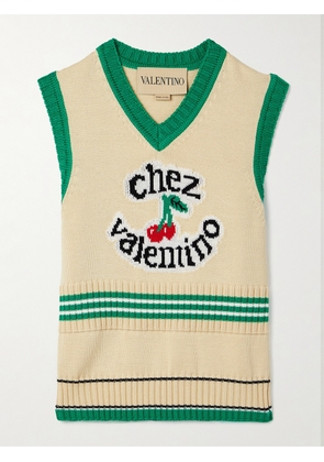 Valentino Garavani - Intarsia-knit Cotton Vest - Cream - xx small,x small,small,medium,large,x large