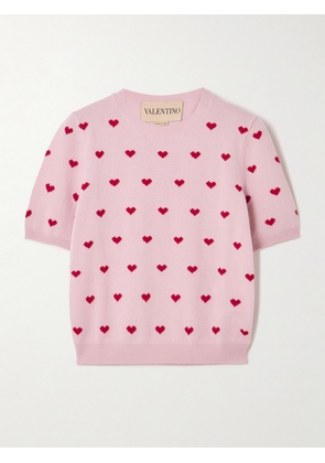 Valentino Garavani - Cropped Intarsia Wool Sweater - Pink - xx small,x small,small,medium,large,x large