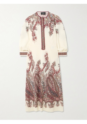 Etro - Picot-trimmed Paisley-print Crepe Midi Shirt Dress - Cream - IT36,IT38,IT40,IT42,IT44,IT46,IT48,IT50